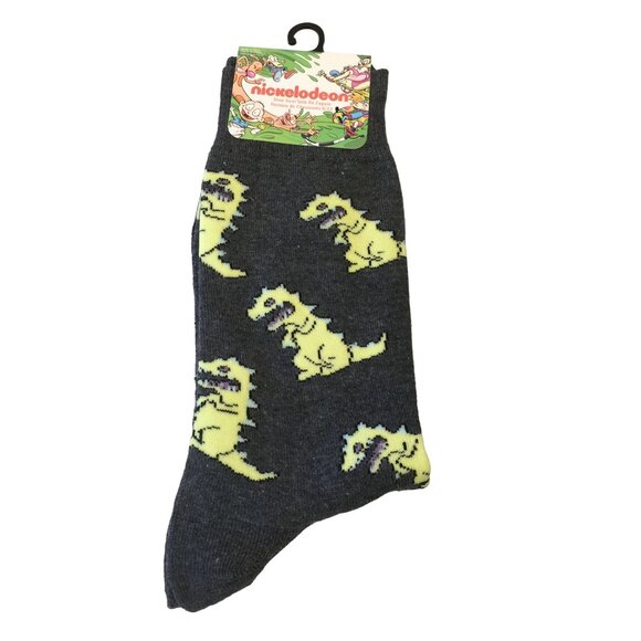 Nickelodeon Rugrats Reptar Men's Gray Crew Socks Size 6-12 - Picture 1 of 5